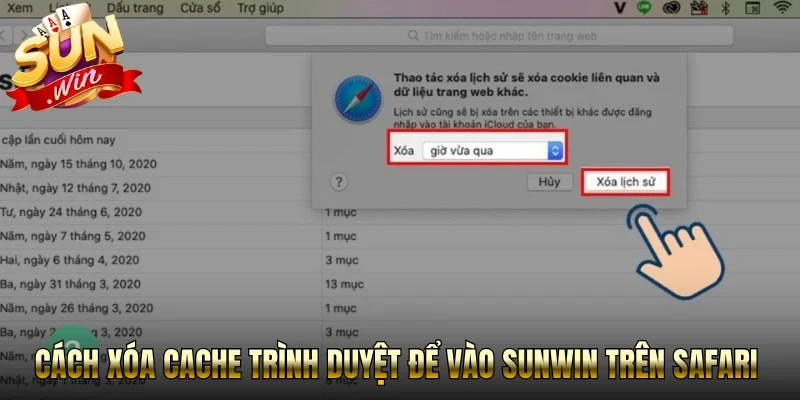 Thực hiện cách xóa cache trình duyệt để vào Sunwin trên Safari 
