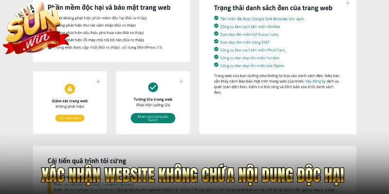 Xác nhận website không chứa nội dung độc hại
